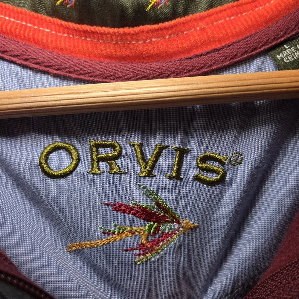 Orvis Burgundy‎ Quarter Zip Pullover Sweatshirt Mens Casual Mock Neck Fleece